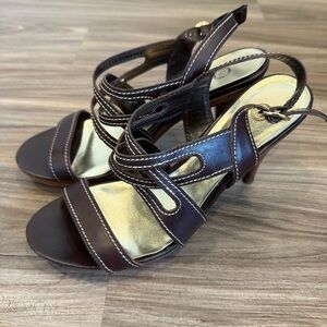 Audrey Brooke Brown Strappy Heeled Sandals